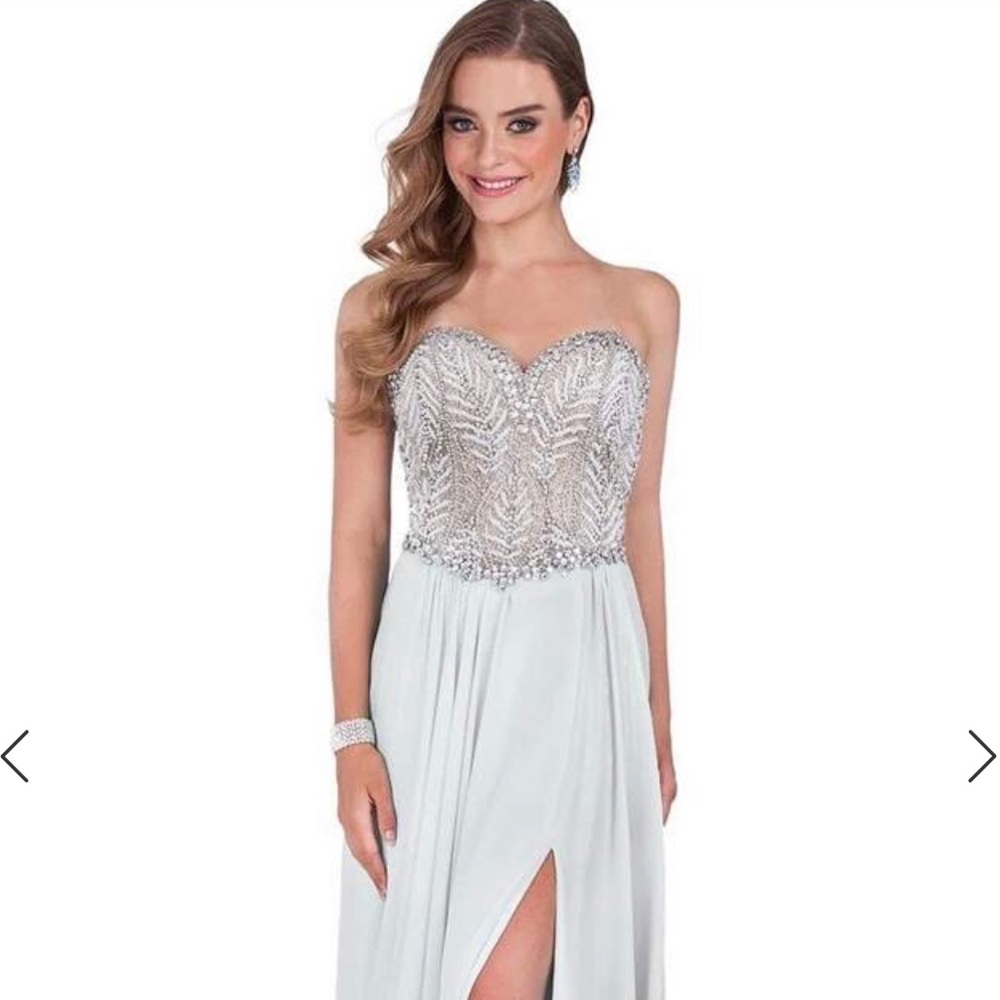 Glamour Terani Strapless Beaded Corset Long Dress